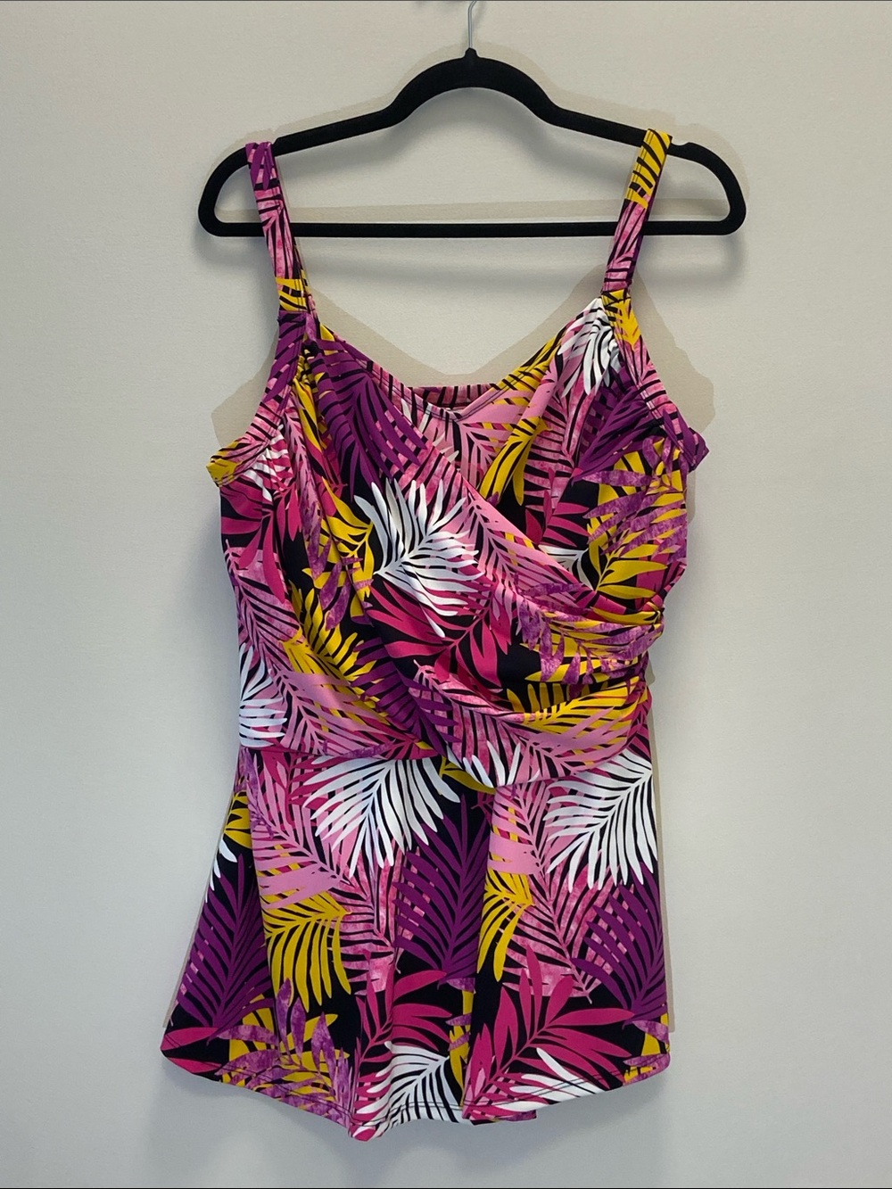 Swim 365 Multicolored Draped Bodice Tropical Print One-Piece Swimsuit 3708